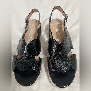 Wonders Patent Leather Slingback Sandals Black Comfort EU 36